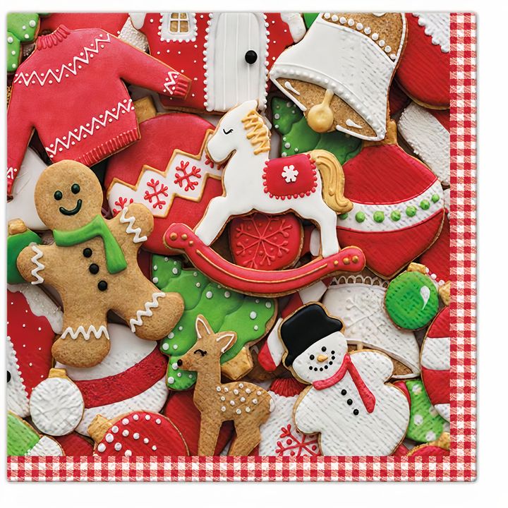 Decoupage-Serviette mit bunten Weihnachtslebkuchen-Motiv | ARTMIE