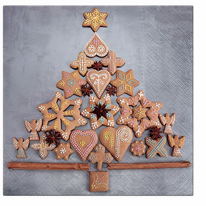 Decoupage-Serviette mit Lebkuchen-Tannenbaum Motiv für Weihnachtsdeko | ARTMIE
