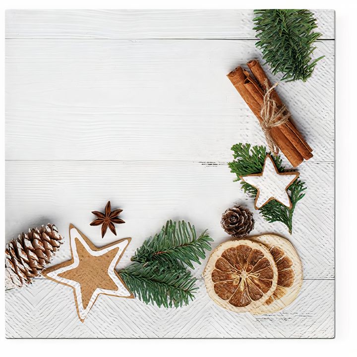 Decoupage-Serviette mit natürlichem Weihnachtsrahmen-Motiv | ARTMIE