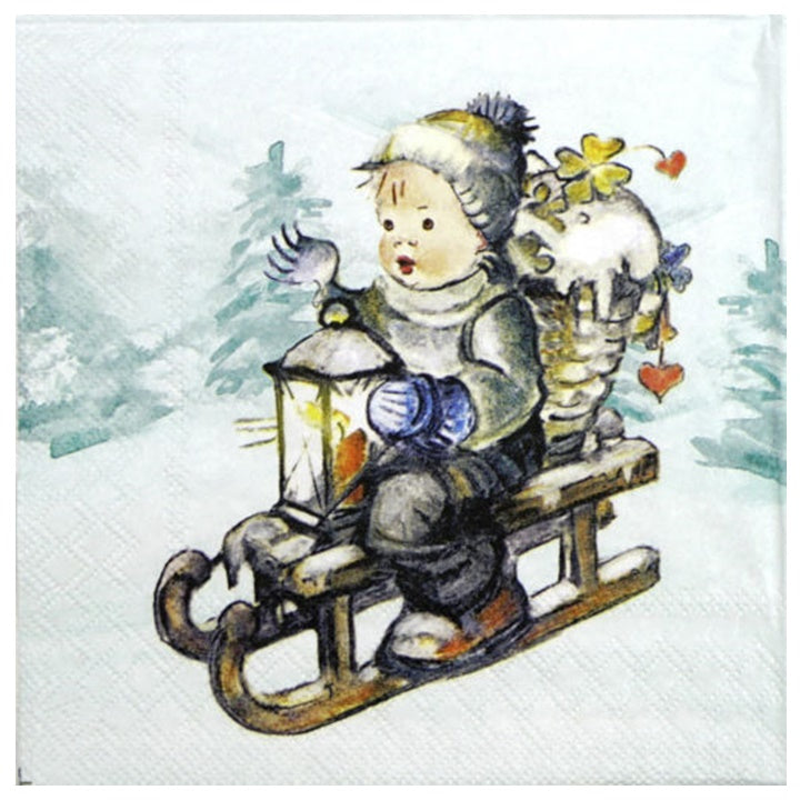 Decoupage-Serviette mit winterlichem Reitermotiv für Weihnachtsdekorationen | ARTMIE
