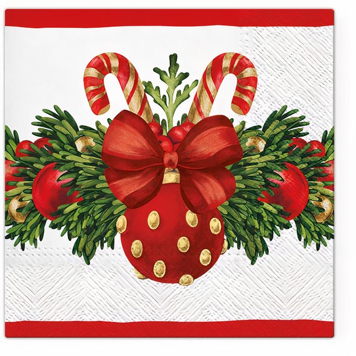 Decoupage-Serviette mit roter Weihnachtskugel für Bastelprojekte | ARTMIE