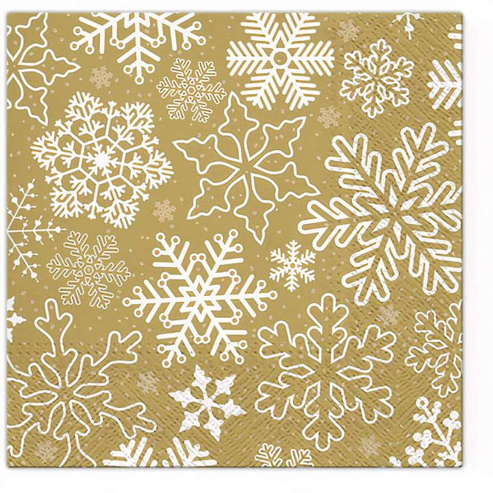 Decoupage-Serviette mit goldenen Schneeflocken für kreative Bastelprojekte | ARTMIE