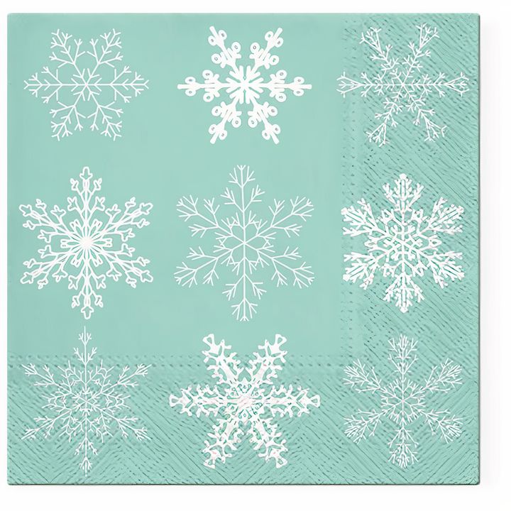 Decoupage-Serviette mit Schneeflocken-Motiv in Mint | ARTMIE