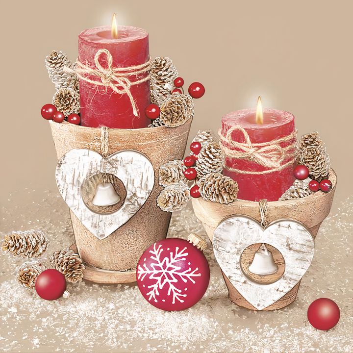 Decoupage-Serviette mit weihnachtlichem Kerzenmotiv für Bastelprojekte | ARTMIE