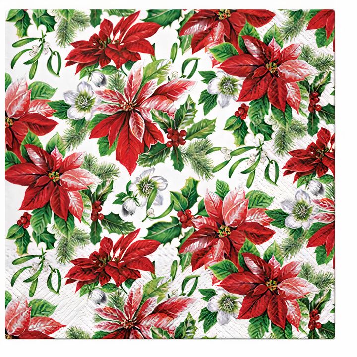 Decoupage-Serviette mit Weihnachtsstern-Motiv für kreative Bastelprojekte | ARTMIE