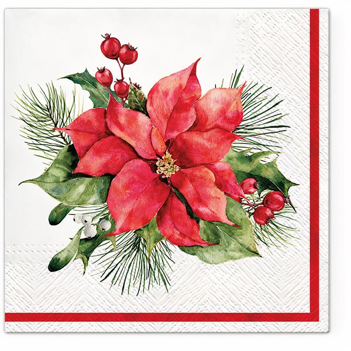 Decoupage-Serviette mit Weihnachtsstern-Motiv für Bastelprojekte | ARTMIE