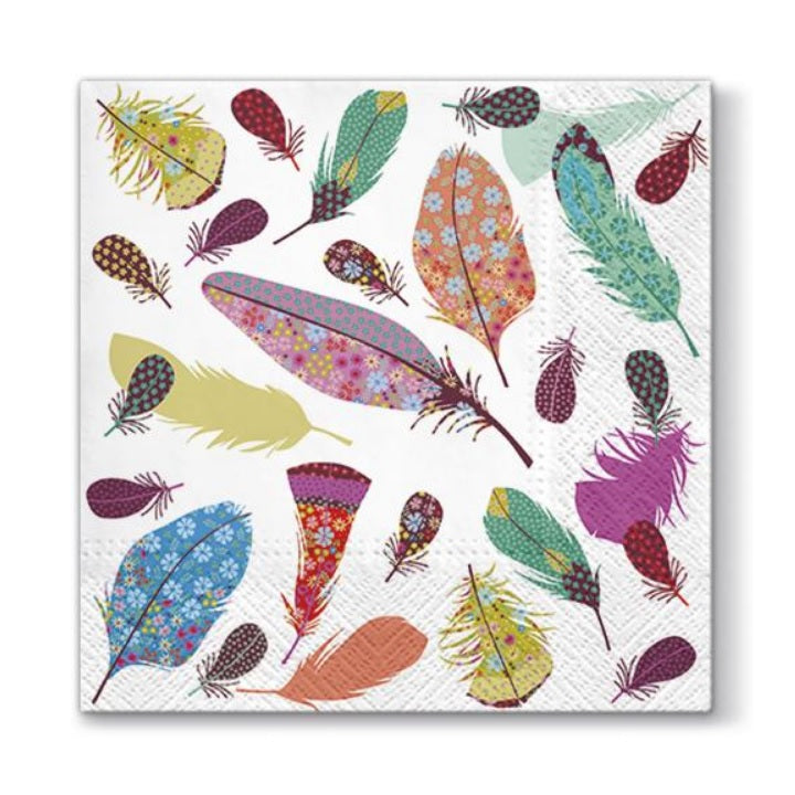 Decoupage-Serviette mit zartem Federmotiv für Bastelprojekte | ARTMIE