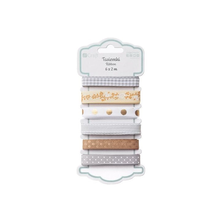 DP Craft Dekobänder-Set - 6 x 2 m | verschiedene Motive | Neutrals