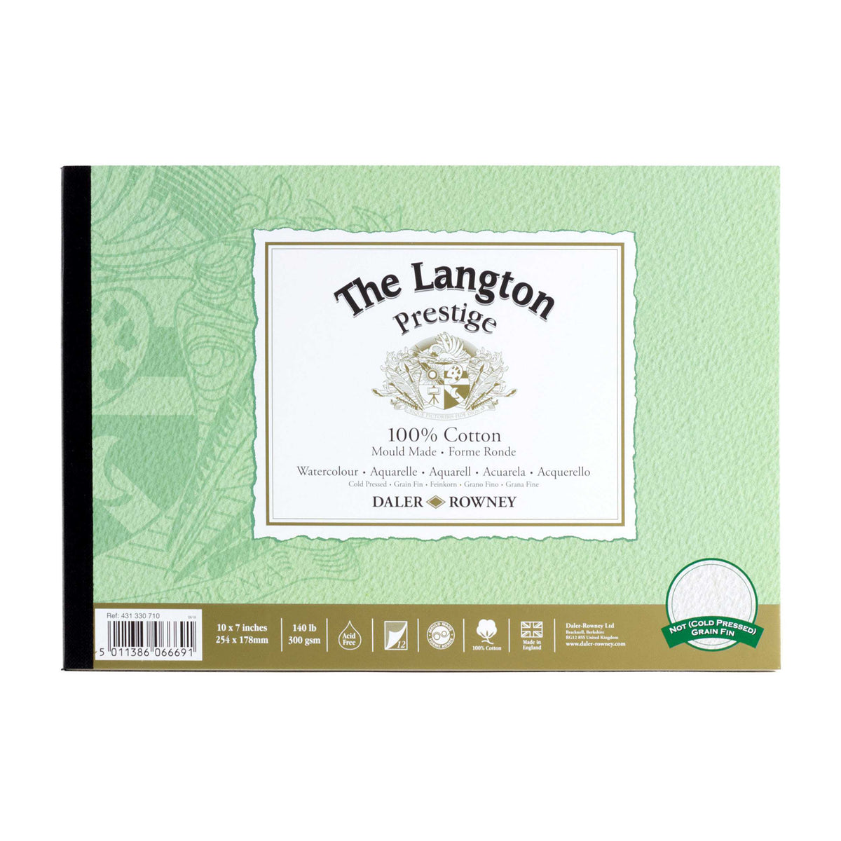 DALER ROWNEY Aquarellblock The Langton Prestige 300 g/m² – 12 Blatt – 17,8 × 25,4 cm