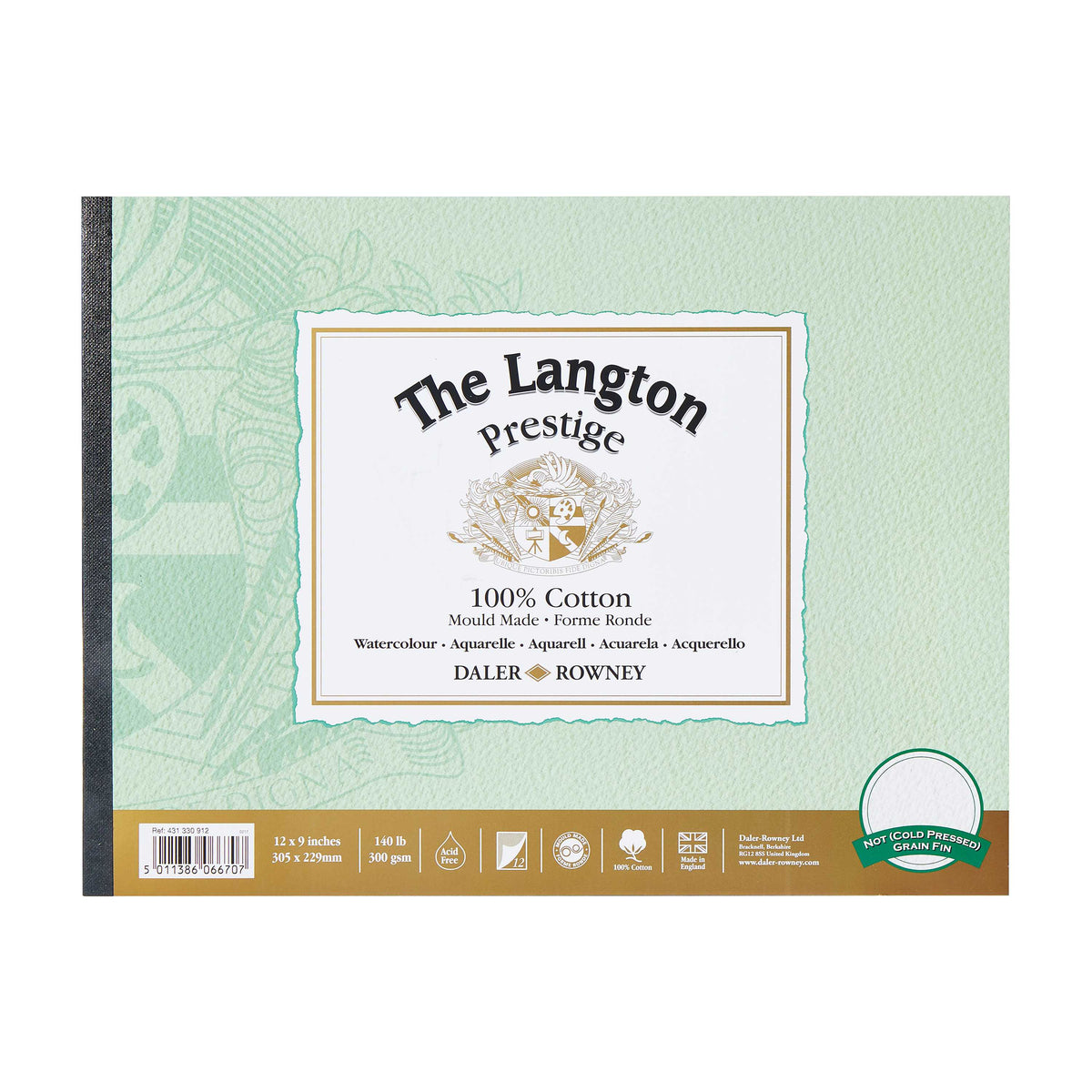 DALER ROWNEY Aquarellblock The Langton Prestige 300 g/m² – 12 Blatt – 22,9 × 30,5 cm