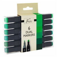 Doppelseitige Marker Set 6er-Pack in verschiedenen Grüntönen | ARTMIE
