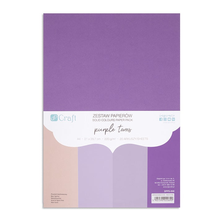 DP Craft Buntpapier-Set - 20 Blatt – Purpur tones