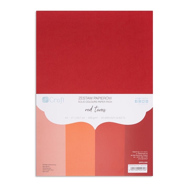 DP Craft Buntpapier-Set - 20 Blatt – rote Töne