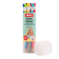 Druckbuntstifte APLI Color Click, 12 Stk. mit Ersatzminen und Anspitzer