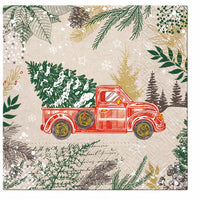 EKO Decoupage-Serviette mit nostalgischem Vintage-Weihnachtsauto Motiv | ARTMIE