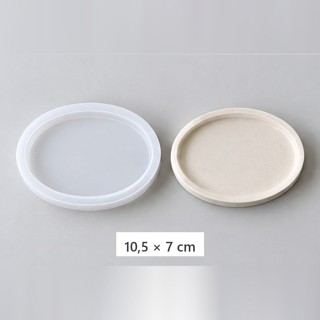 Flexible Silikonform zum Gießen von Tabletts und Untersetzern – Ovaler Untersetzer – 10,5 × 7 cm