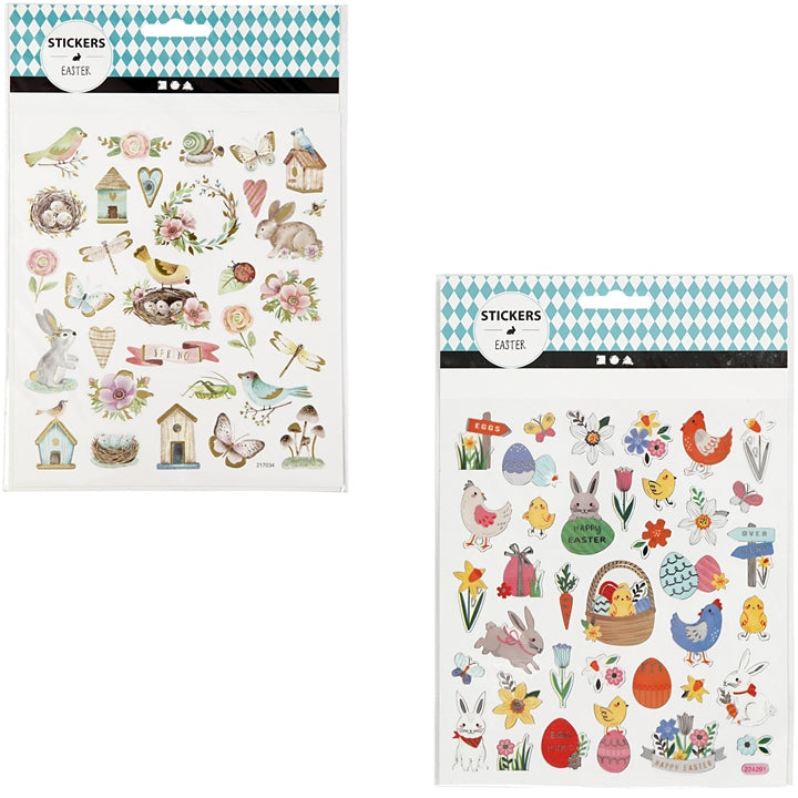 Bunte Frühlings-Sticker mit Tiermotiven und Ostereiern für Bastelarbeiten | ARTMIE