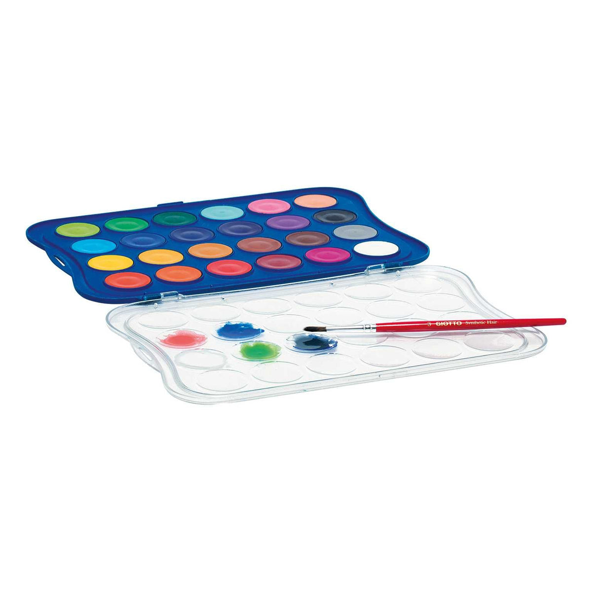 GIOTTO Aquarelli Deckfarbkasten Durchmesser 30 mm, 24 Farben mit Pinsel