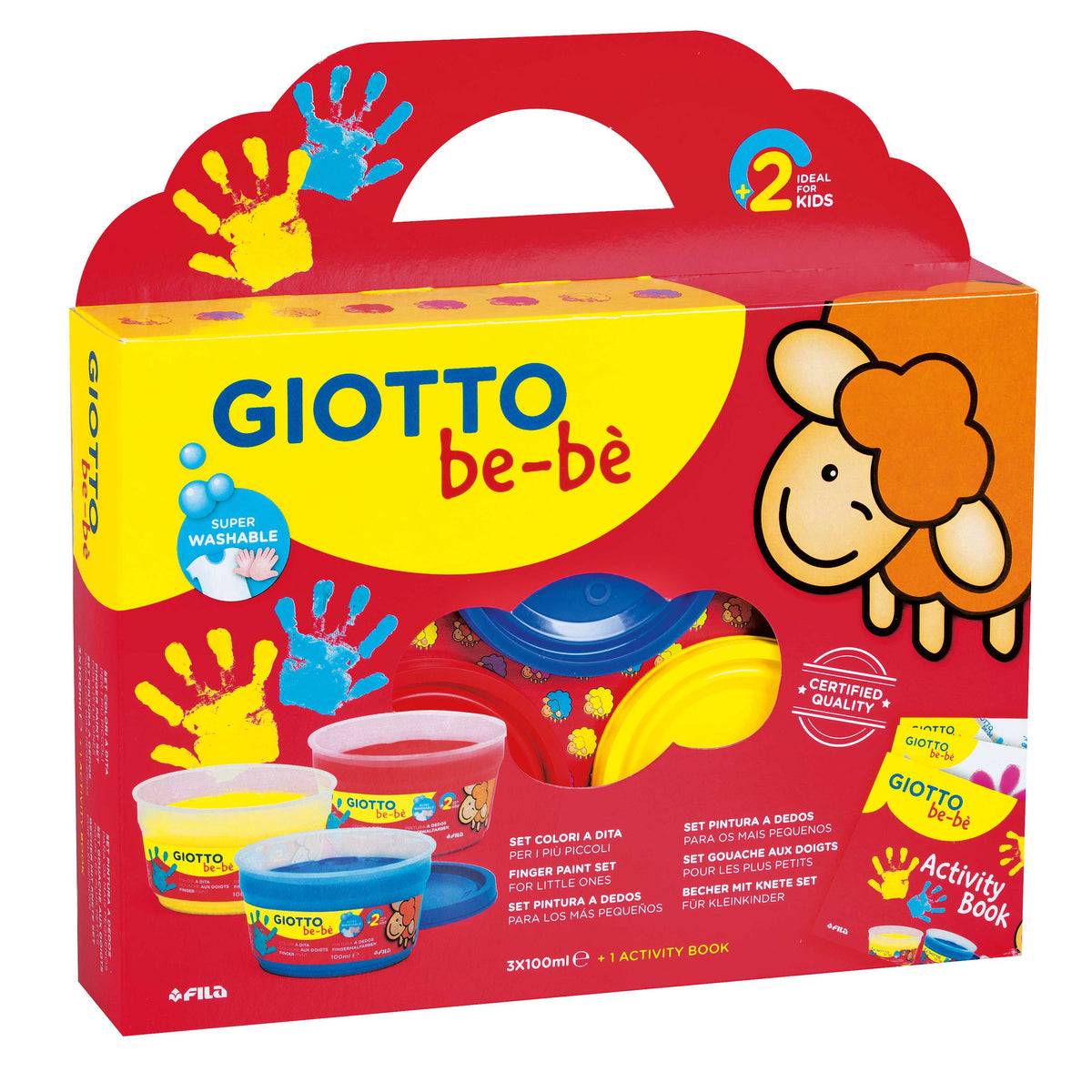 GIOTTO Be-Be Fingermalfarben-Set 3 x 150 ml mit Malbuch