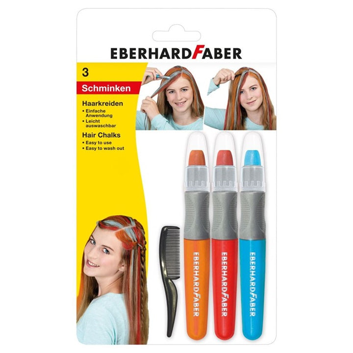 Haarkreide-Set mit 3 Farben und Kamm für kreative Frisuren | ARTMIE