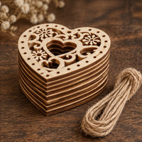 Holz-Streuteile Herz mit Ornament 5 x 5 cm – 5er-Set