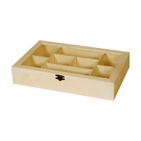 Holzkiste mit Fächern und transparentem Deckel Pentart 30 x 19,5 x 10 cm