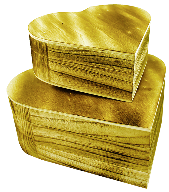 Holzschatullen in Herzform Pentart, 2er-Set (22 x 19 x 8 cm)