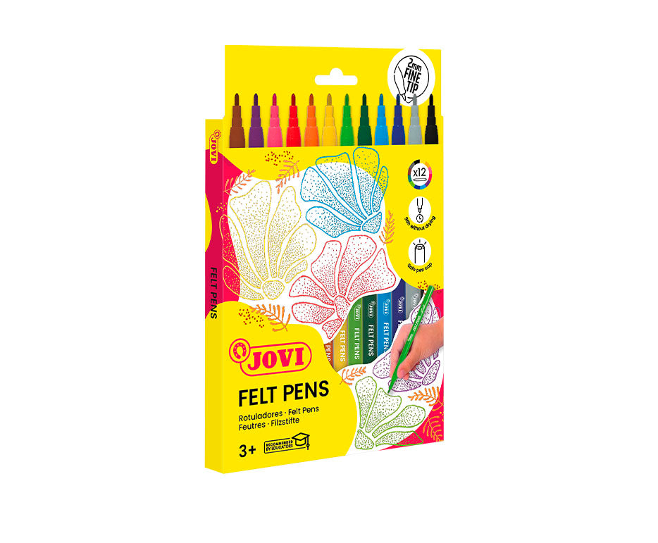 JOVI Filzstifte für Kinder mit feiner Spitze auswaschbar - 12 Stk.