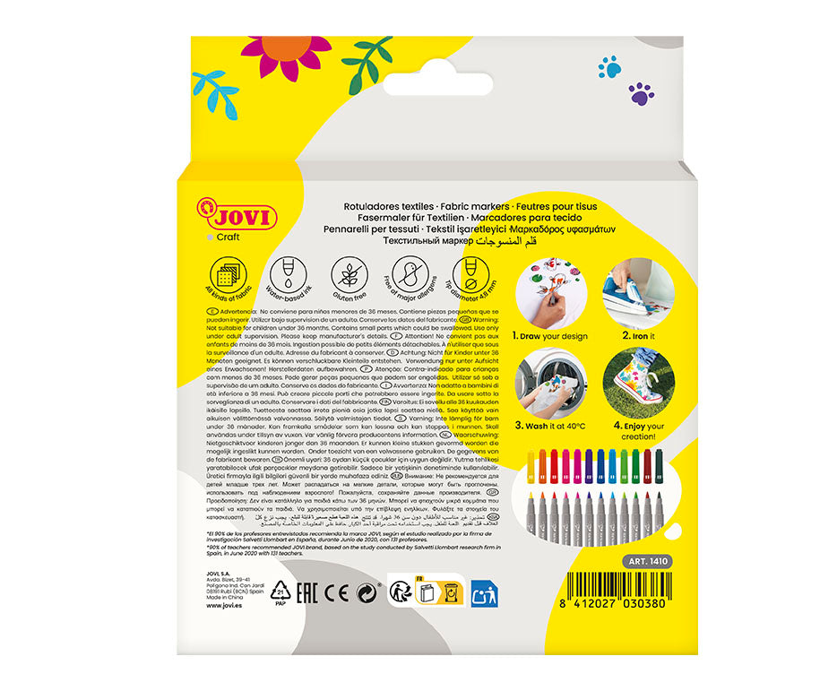 JOVI Jovidecor Textil Textilmarker mit Pinselspitze 12 Stk.
