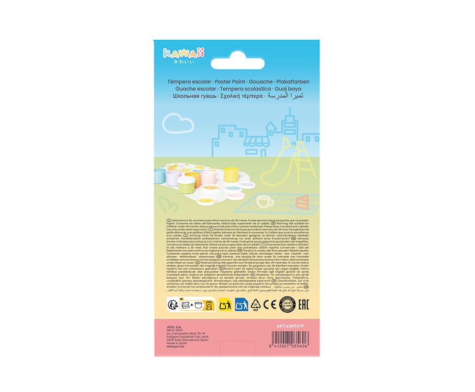 JOVI Kawaii Temperafarben 5 x 35 ml mit Pinsel