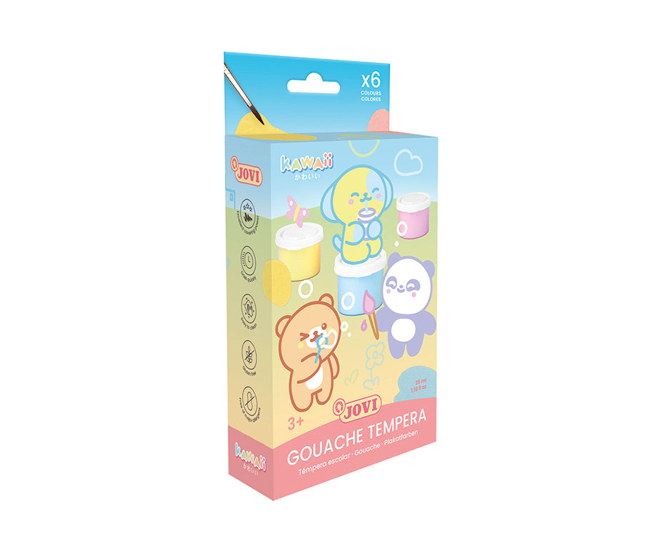 JOVI Kawaii Temperafarben 5 x 35 ml mit Pinsel