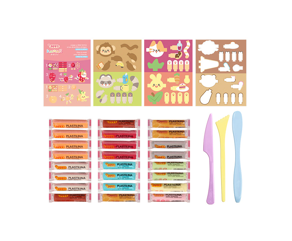 JOVI Play&Fun Kawaii pflanzliche Knetmasse im Koffer – Set mit Zubehör