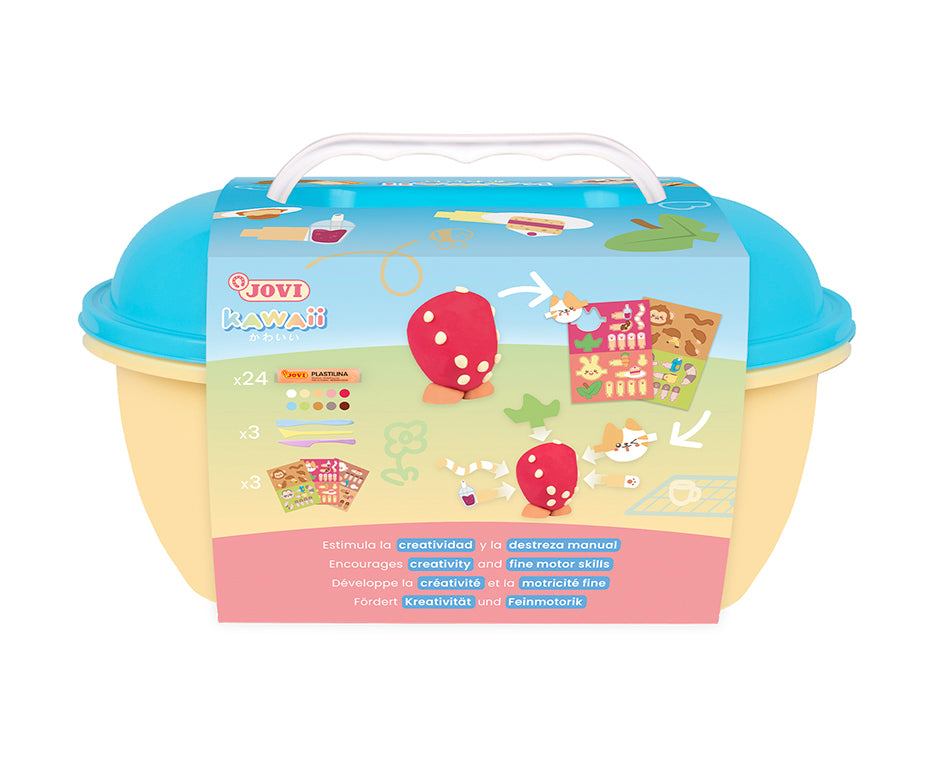 JOVI Play&Fun Kawaii pflanzliche Knetmasse im Koffer – Set mit Zubehör
