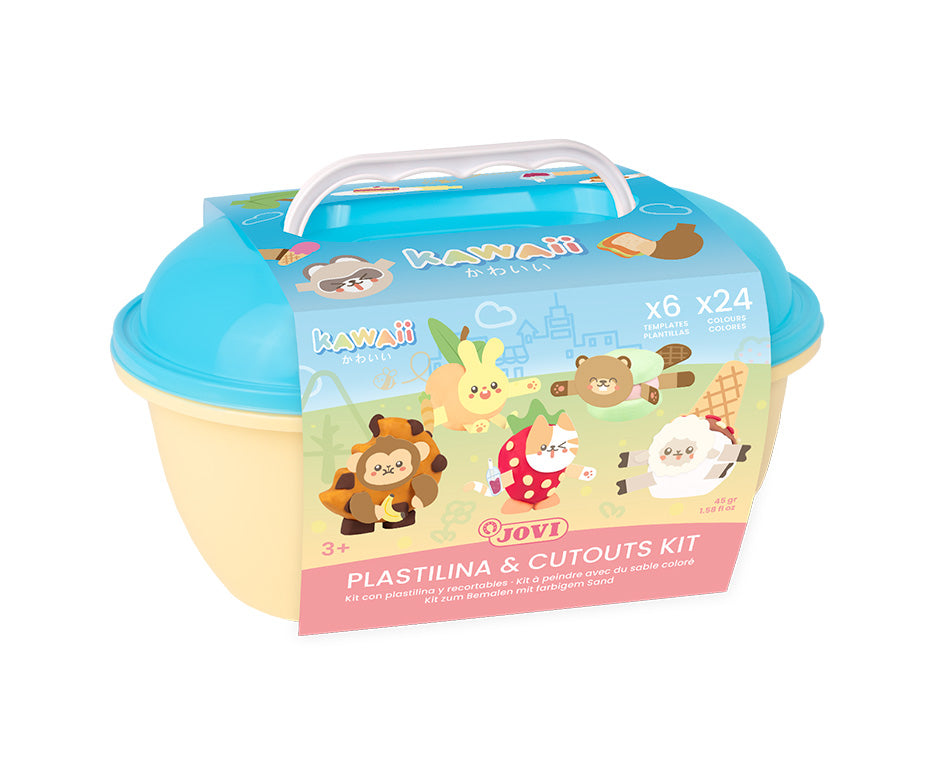 JOVI Play&Fun Kawaii pflanzliche Knetmasse im Koffer – Set mit Zubehör