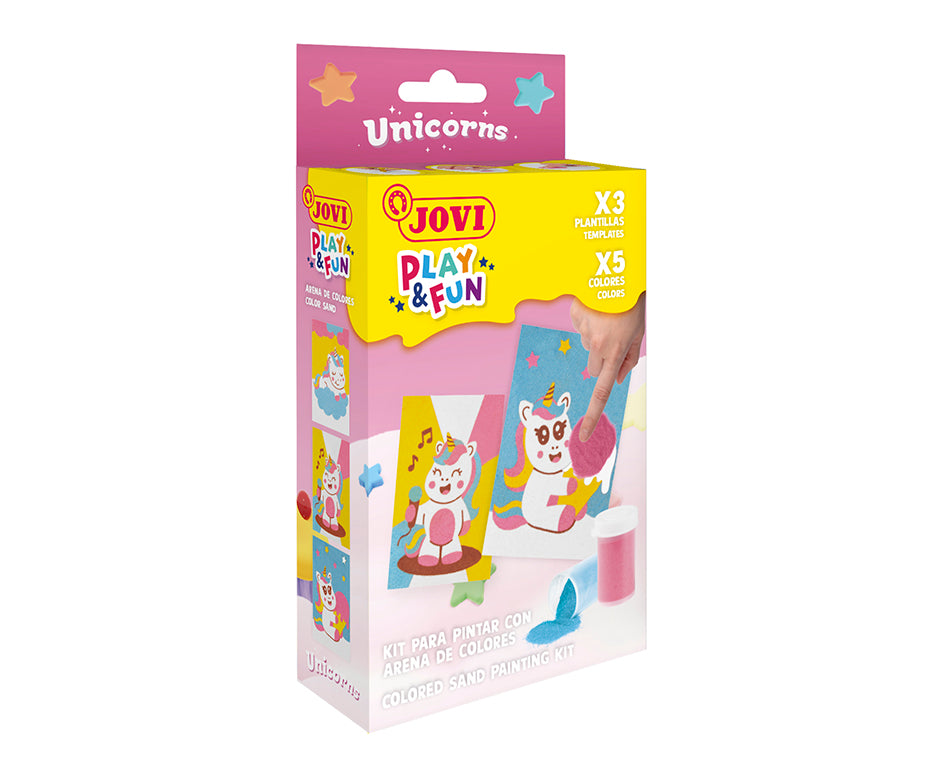 JOVI Play&Fun Mini-Kreativset Sandmalen – 9-teilig – Einhörner