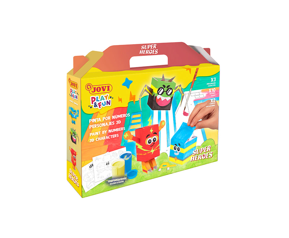 JOVI Play & Fun Malset mit Gouache-Temperafarben 17-tlg. – Superhelden