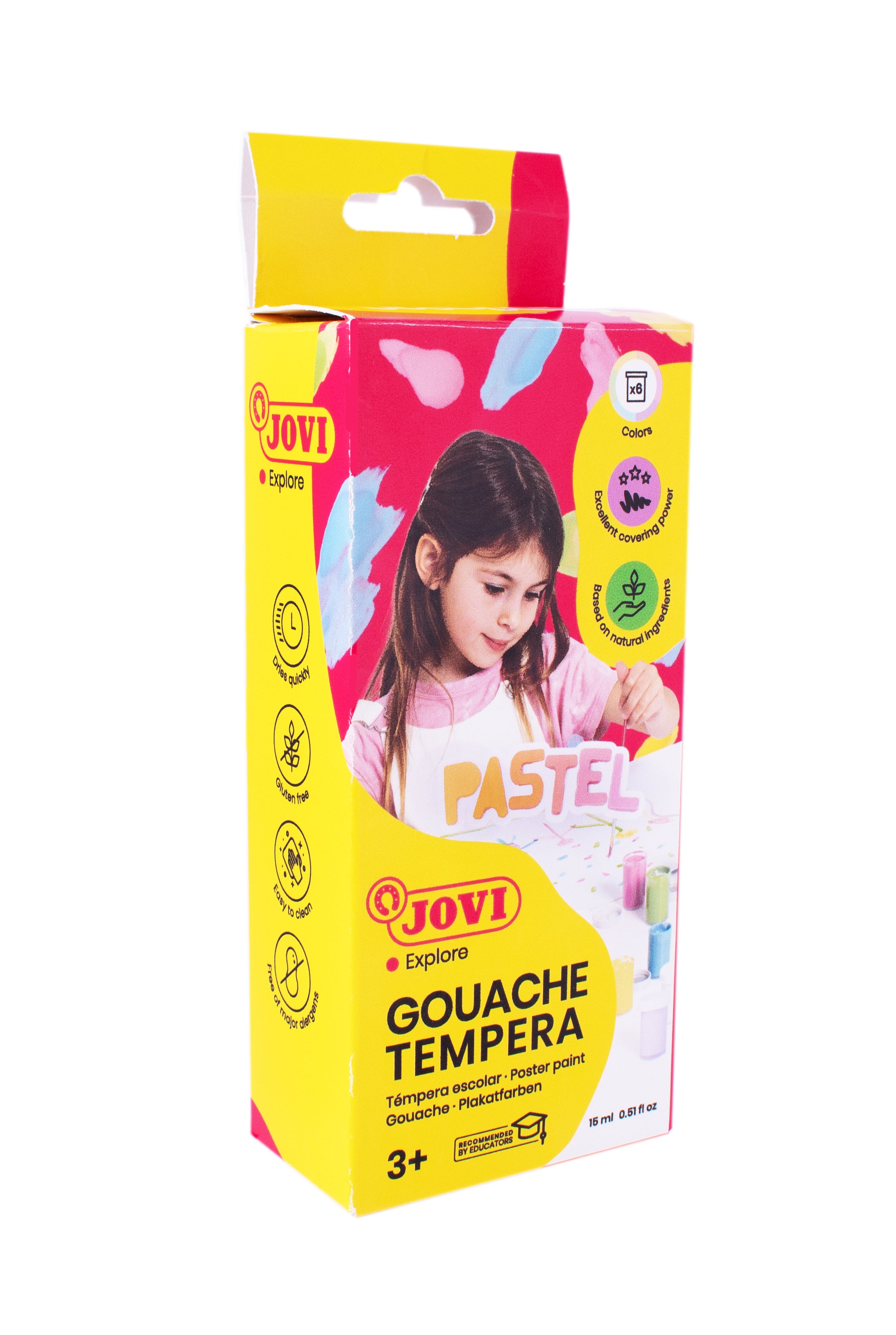 Pastell-Temperafarben JOVI Premium 6 x 15 ml mit Pinsel