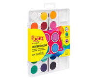 JOVI Deckfarbkasten / Wasserfarben 22 mm - 18 Farben mit Pinsel