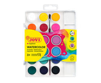 JOVI Deckfarbkasten / Wasserfarben 22 mm - 18 Farben mit Pinsel