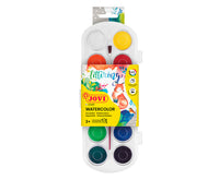 JOVI Deckfarbkasten Durchmesser 30 mm – 12 Farben mit Pinsel