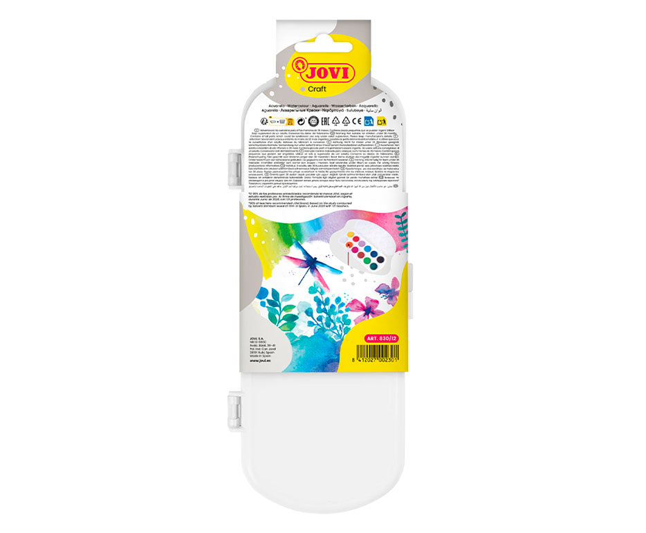 JOVI Deckfarbkasten Durchmesser 30 mm – 12 Farben mit Pinsel