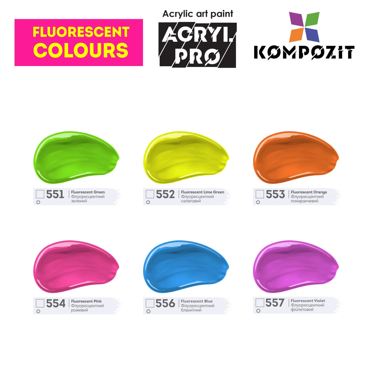 Fluoreszierende Acrylfarbe ACRYL PRO ART Kompozit 75 ml