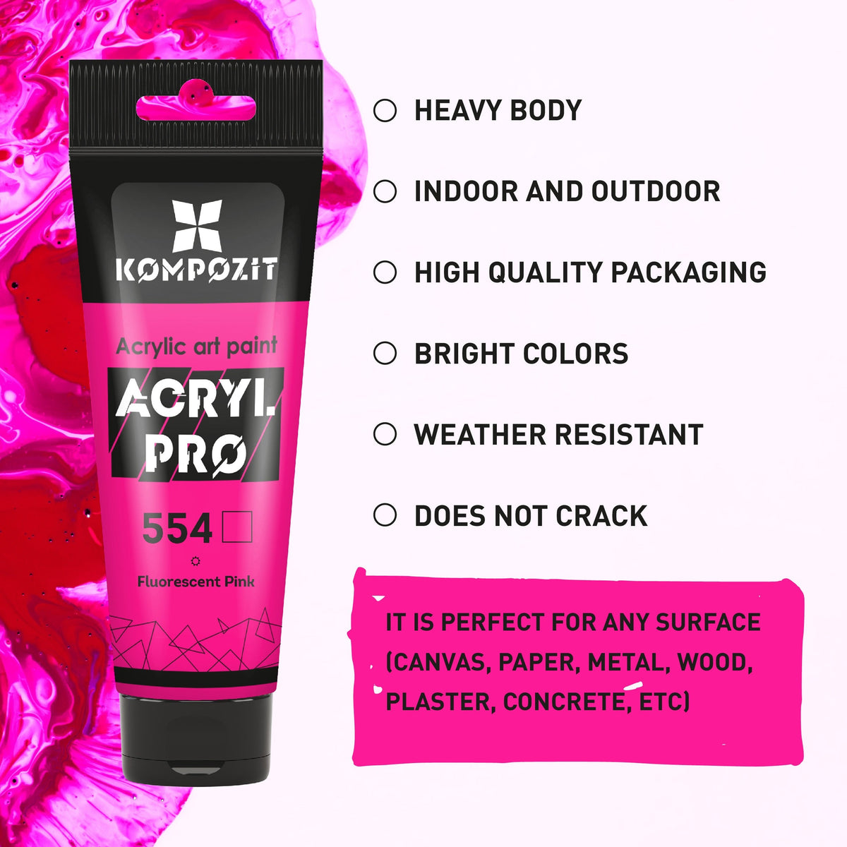 Fluoreszierende Acrylfarbe ACRYL PRO ART Kompozit 75 ml