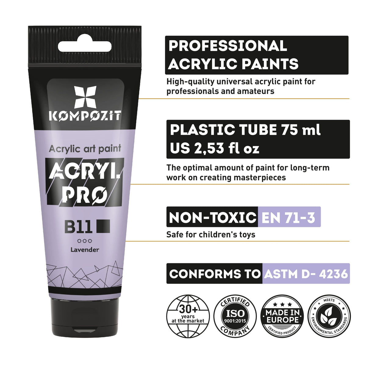 Pastell Acrylfarbe ACRYL PRO ART Kompozit 75 ml