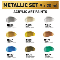 Metallic-Acrylfarben-Set ACRYL PRO Kompozit 9x20 ml