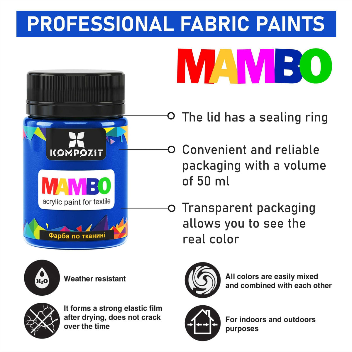 MAMBO Acrylfarbe für Textil und Leder 50 ml