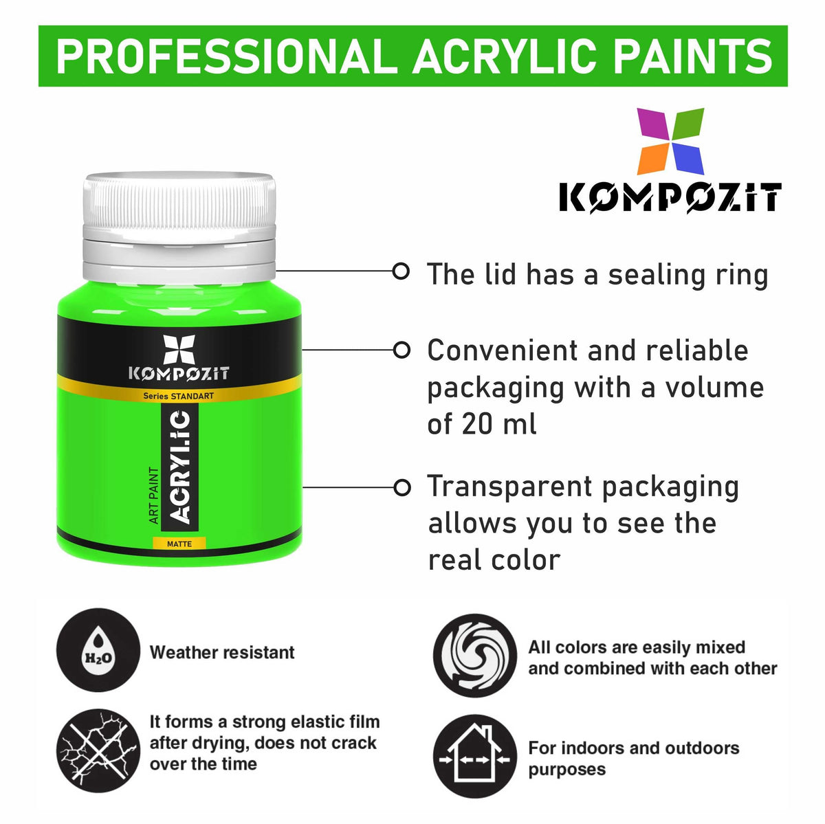 Acrylfarbe STANDART Kompozit Metallic 20 ml