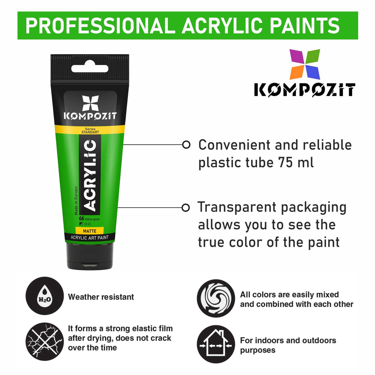 Acrylfarbe STANDART Kompozit Metallic 75 ml