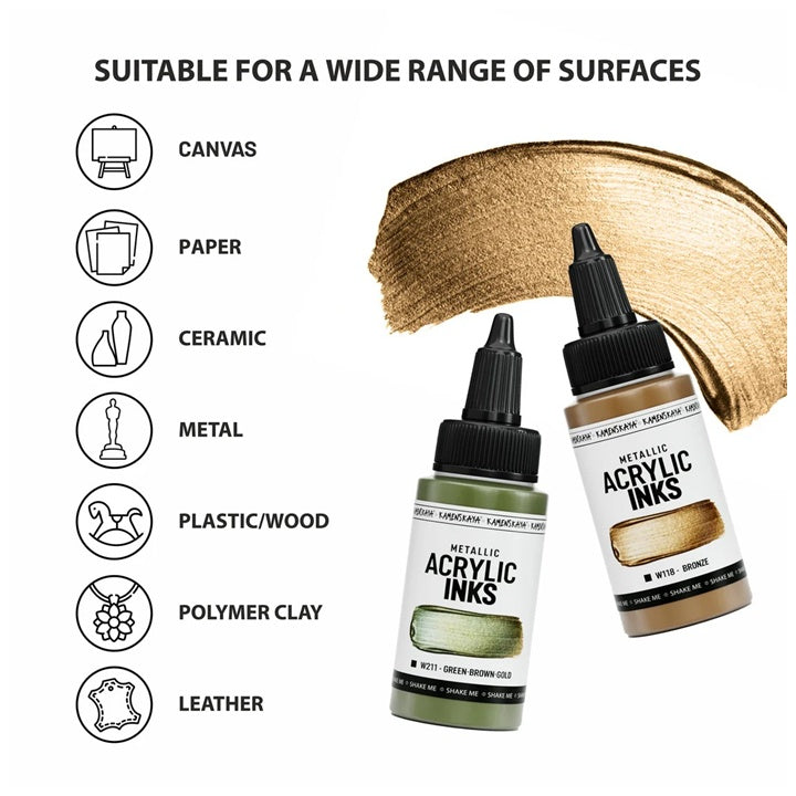 Konzentrierte Metallic-Acryltinte – 30 ml | verschiedene Farbtöne
