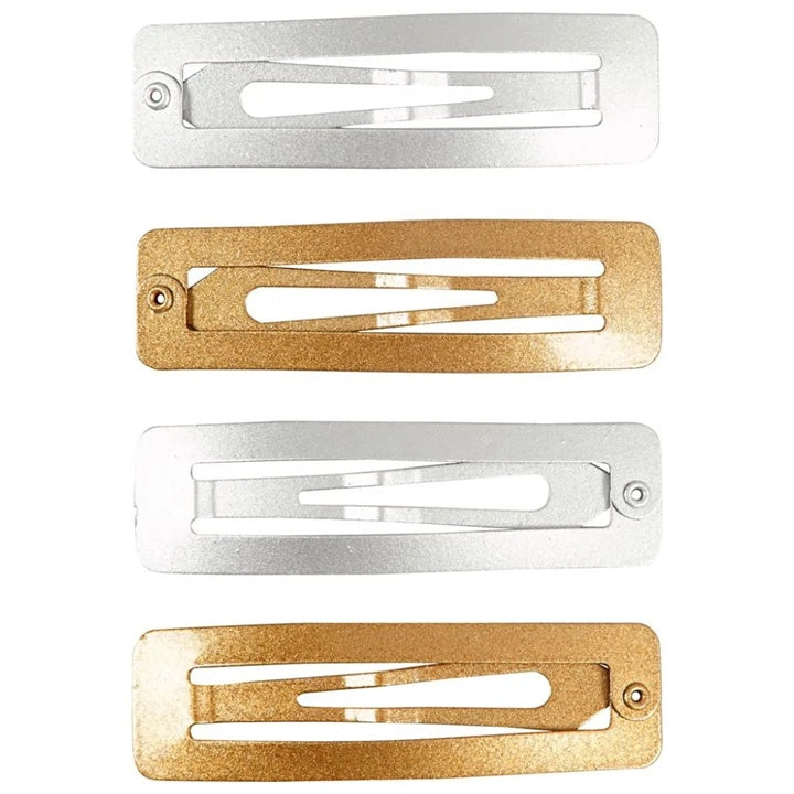 Metall-Haarspangen in Gold und Silber 4 Stk. | verschiedene Größen